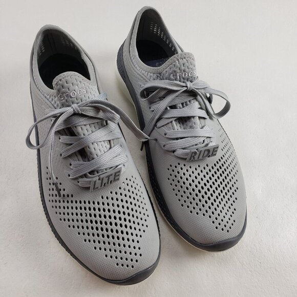 Crocs LiteRide 360 Pacer Shoe Mens 10 Gray Lace Up Casual Comfort Sneaker 206715 - Picture 1 of 11